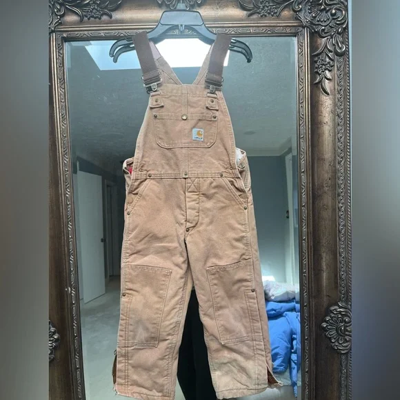 Carhartt Tan Kids Work Overalls size small - Picture 1 of 6